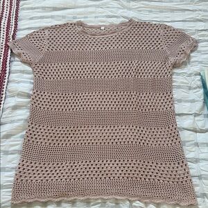Crochet Knit Swim Coverup in Beige